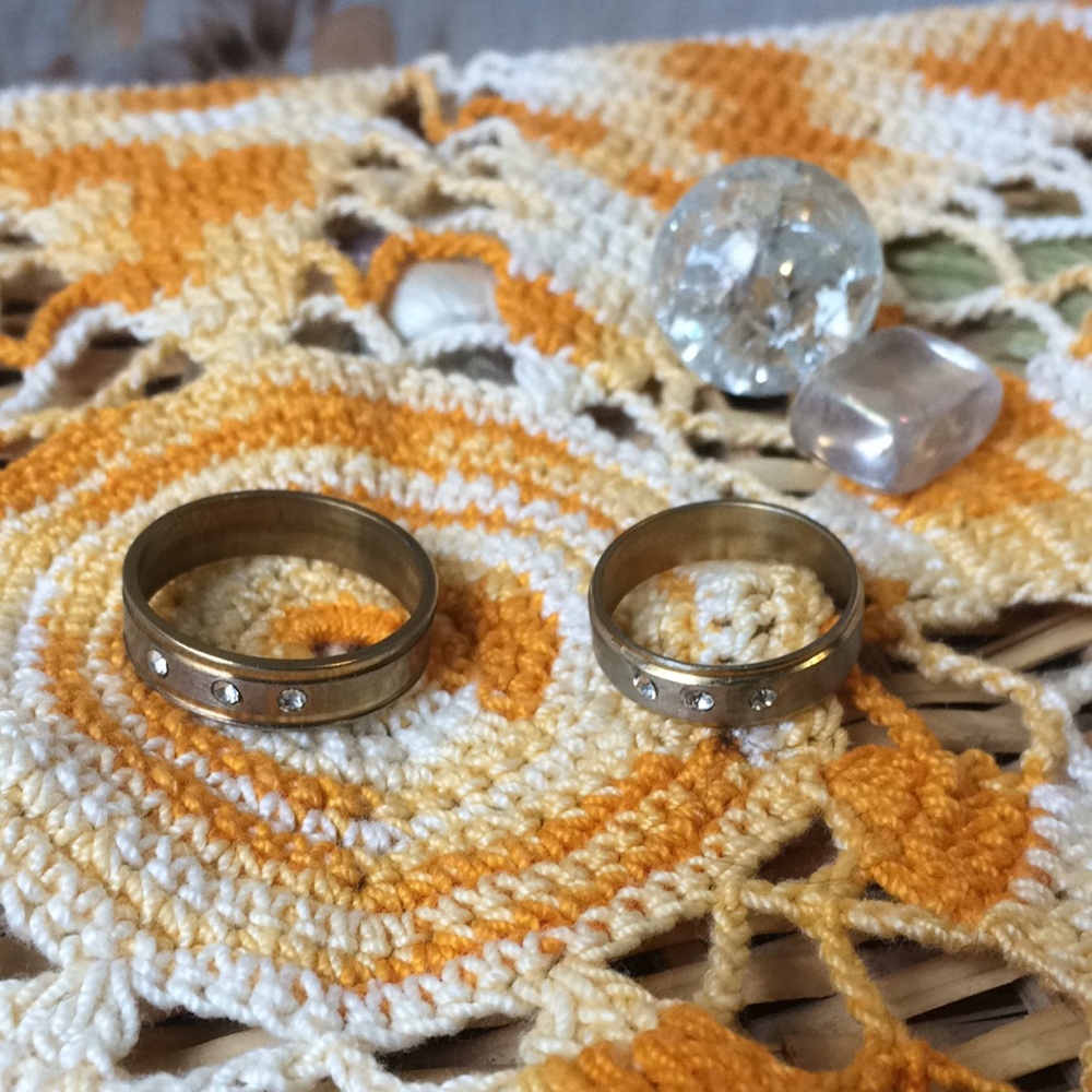 Matching his and hers travel ring set